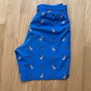 GOAT Blue Athletic Shorts with Fun Baseball Print